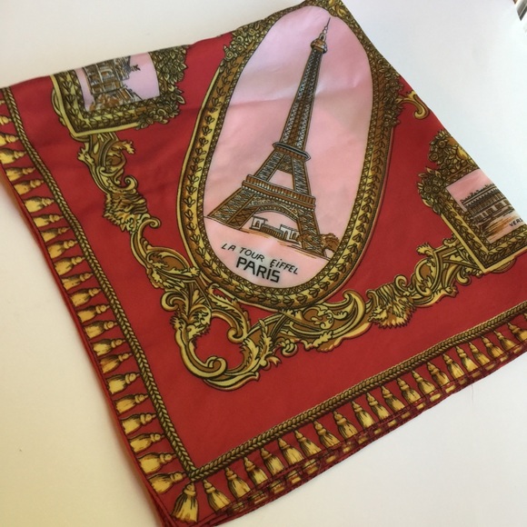 VINTAGE PARIS THEME SQUARE RAIN SCARF - Picture 2 of 16